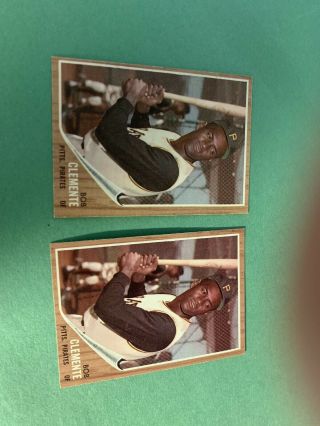1962 Topps Roberto Clemente Pittsburgh Pirates 10 Baseball Cards (2)