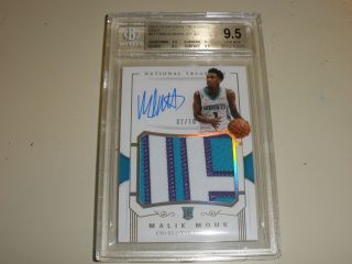 2017 - 18 National Treasures Gold Rookie Patch Auto Rpa Malik Monk 2/10 Bgs 9.  5 10