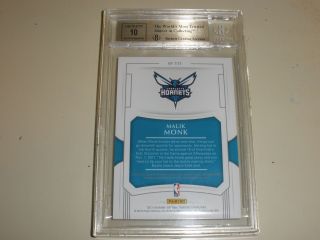 2017 - 18 National Treasures Gold Rookie PATCH Auto RPA Malik Monk 2/10 BGS 9.  5 10 2