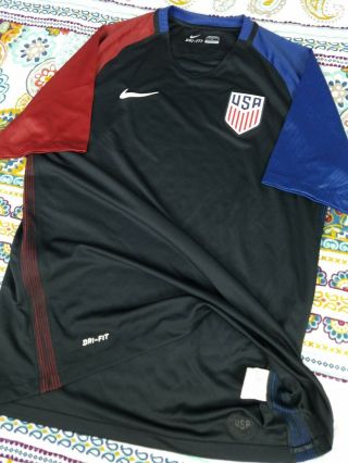 Nike Air US USA Soccer Jersey Mens Sz L 2016 Dri Fit World Cup Black Olympics 3
