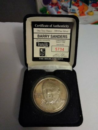 Barry Sanders Highland One Troy Ounce Silver With 5734/7,  500 Lions