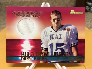 Drew Brees Rookie 2001 Bowman Authentic Game Worn Hula Bowl Jersey Sp Saints Mvp