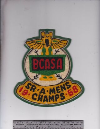 Vintage 1958 British Columbia B.  C.  A.  S.  A.  Softball Patch Mens Champs