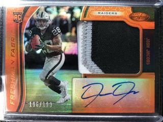 2019 Certified Josh Jacobs Auto Freshman Fabric 3 Color Patch /199 Raiders