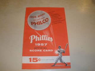 1957 Philadelphia Phillies Official Score Card