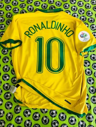 Nike Brazil Brasil Home Soccer Football Jersey World Cup 2006 Ronaldinho