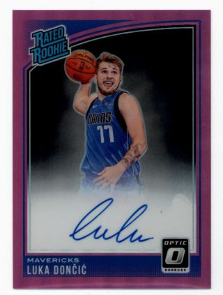 2018 - 19 Optic Rated Rookies Luka Doncic Pink Auto 25/25