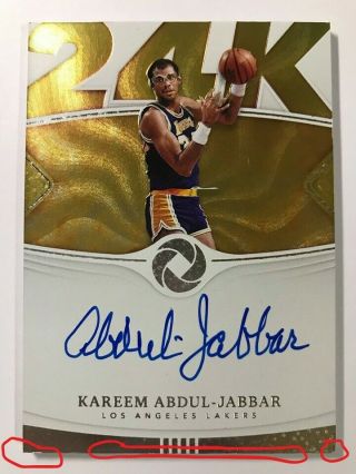 2018 - 19 Panini Opulence 24K Autograph Auto card : Kareem Abdul - Jabbar 61/79 2