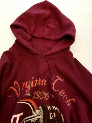 Vintage 1995 Virginia Tech Hokies Sugar Bowl Champs Hoodie Sweatshirt - - Maroon - XL 5