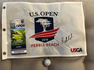 Brooks Koepka Signed 2019 Us Open Flag And Tuesday Round Titleist Golf Ball
