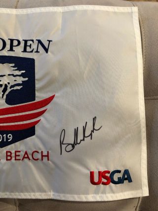 Brooks Koepka Signed 2019 US Open Flag AND Tuesday Round Titleist Golf Ball 3