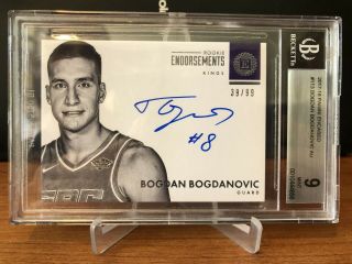 2017 - 18 Encased Bogdan Bogdanovic Rookie Endorsements Auto /99 Bgs 9