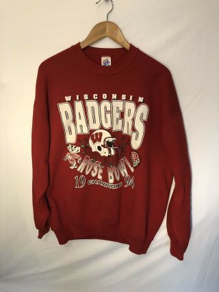 1994 Wisconsin Badgers Rose Bowl Crewneck Sweatshirt Size Xl Jerzees Sweat