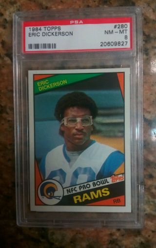 1984 Topps Football 280 Eric Dickerson Los Angeles Rams Rc Rookie Psa 8