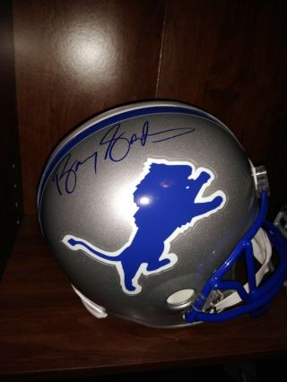 Nfl Football Barry Sanders Detroit Lions Signed Full Size Helmet With