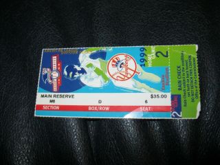 1999 Alds Game 2 Ticket Stub York Yankees