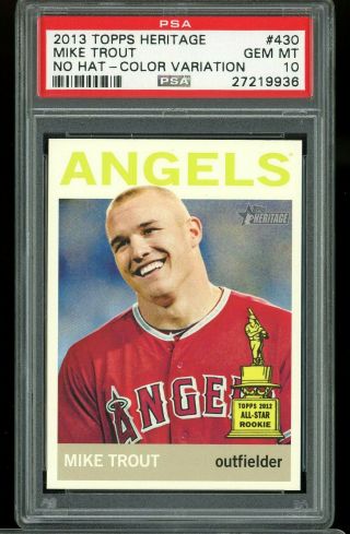2013 Topps Heritage No Hat Color Swap Variation 430 Mike Trout Psa 10