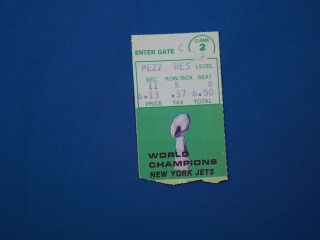 Bowl Champion Ny Jets 1969 Game 2 Ticket Stub From Oct.  26 1969/mint - And