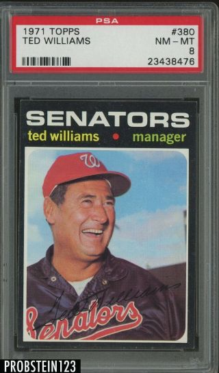 1971 Topps 380 Ted Williams Washington Senators Hof Psa 8 Nm - Mt