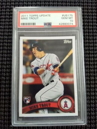 2011 Topps Update Mike Trout Rc Psa 10 Gem Angels Us175 $$$$$