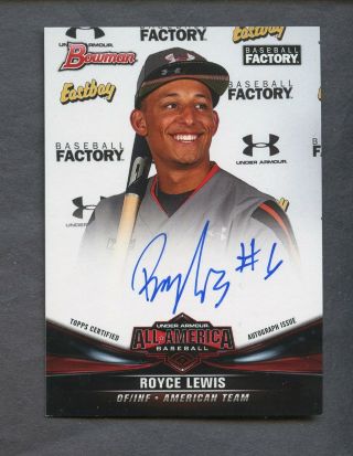 2016 Bowman Under Armour All America Royce Lewis Rc Rookie Auto 177/199