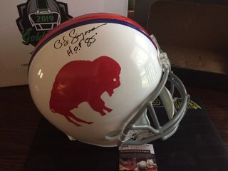 Oj Simpson Autographed Full Size Buffalo Bills Helmet “hof ‘85” Inscription Jsa