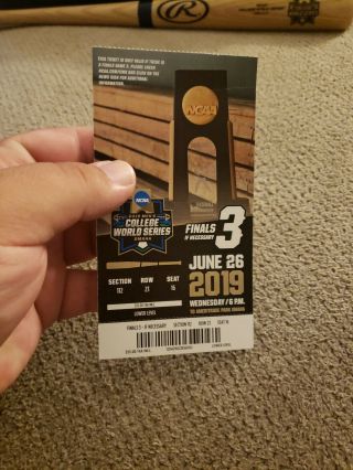 2019 College World Series Ticket Stub Finals G3 Michigan vs Vanderbilt 6