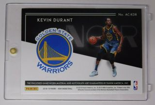 KEVIN DURANT GAME - WORN LOGO PATCH AUTO 5/5 - 2018 - 19 Panini Noir Basketball Card 2