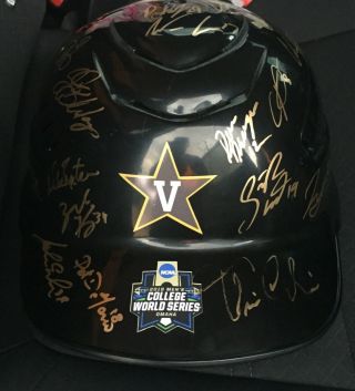 2019 Vanderbilt Commodores Signed Autograph Cws Fs Helmet College World Series