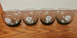Set Of 4 Vintage Nfl Green Bay Packers Drink Glasses 3 1/4 " Tall Smoke Gray