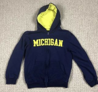 Boys University Of Michigan Adidas Full Zip Hoodie Sweatshirt Jacket Sz M 10 - 12