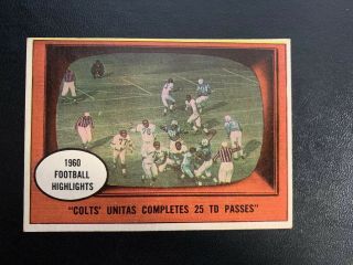 1961 Topps Football Card 57 Johnny Unitas Ia " 1960 Football Highlights " Vintage