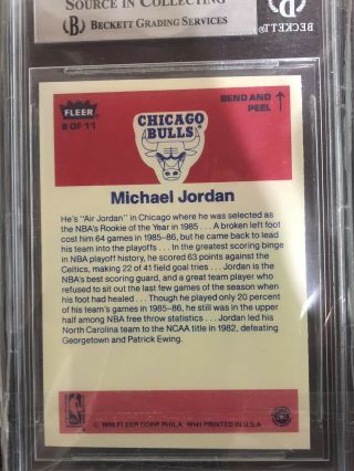 1986 Fleer Sticker Michael Jordan ROOKIE RC 8 BGS 9 (2) 9.  5’s 2