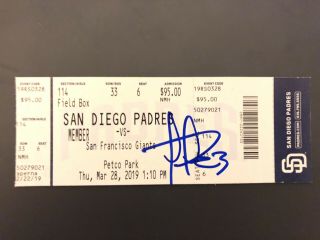 Fernando Tatis Jr Signed Autographed Mlb Debut Ticket Stub Padres Nl Roy?