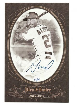 2019 Topps Allen & Ginter Jose Altuve Cabinet Boxloader Autograph 12/15 Astros
