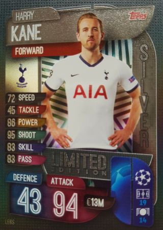 Match Attax 2019/20 Limited Edition Harry Kane Tottenham Hotspur Silver Le6s