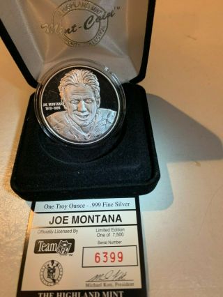 Joe Montana Highland 1 Troy Oz Solid Silver Coin