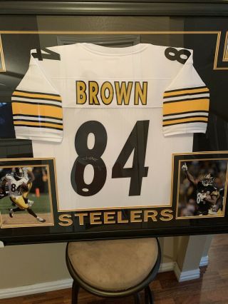 Antonio Brown Signed 35x43 Custom Framed Jersey (jsa) 6x Pro Bowl Steelers