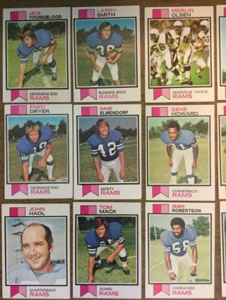 1973 Topps Football Los Angeles Rams Team Set (20) Cards/checklist