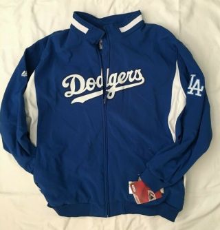 Majestic Los Angeles Dodgers Royal On - Field Therma Base Thermal Full - Zip Jacket