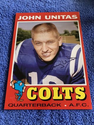 1971 Topps Reprint Jumbo 10 1/2 X 7 1/2 Johnny Unitas Auto Autograph
