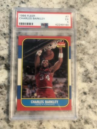 1986 - 87 Fleer Psa 5 Ex Charles Barkley 7 Graded Rookie 1986