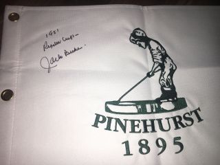 Jack Burke 1951 Ryder Cup Signed Pinehurst Golf Club Flag Psa Dna