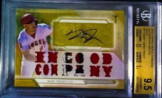 2018 Topps Triple Threads Mike Trout Gold Auto Relic Bgs 9.  5 Gem Au/10