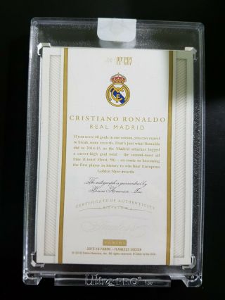 2015 - 16 Panini Flawless Pitch Perfect Gold Cristiano Ronaldo Auto 10/10 C4 2