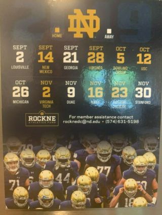 University Of Notre Dame Fighting Irish 2019 Football Magnet Schedule -