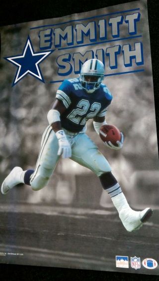 Vtg Nfl Dallas Cowboys Emmitt Smith Football Texas Og Starline Costacos Poster
