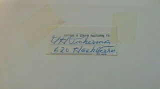 Urbane Pickering 1931 - 32 Red Sox Cut Signature Return Address On Index D.  