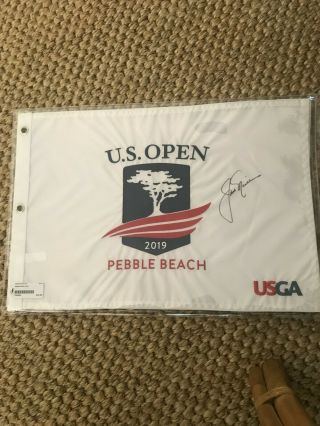 Jack Nicklaus Signed 2019 U.  S.  Open Flag (pebble Beach)