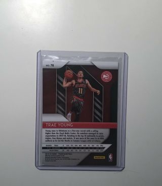 2018 - 19 Prizm Trae Young Base Rookie Card RC Hawks Card 78 2
